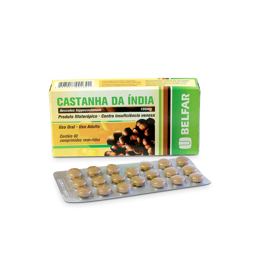 Castanha da Índia 60 Comp  Revest<BR><H5>Aesculus hippocastanum L. 100mg</H5>